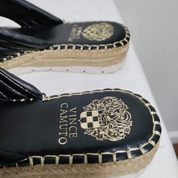 Vince Camuto Melysa Leather Slip Op Crossband Boho Slide Sandals Black 8M/39 - Picture 7 of 9